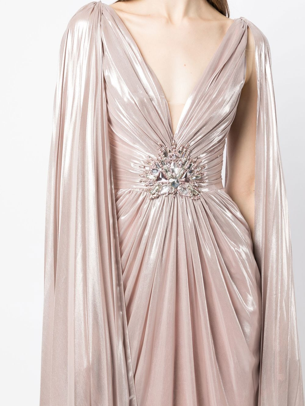 Celia cape-sleeved gown - 5