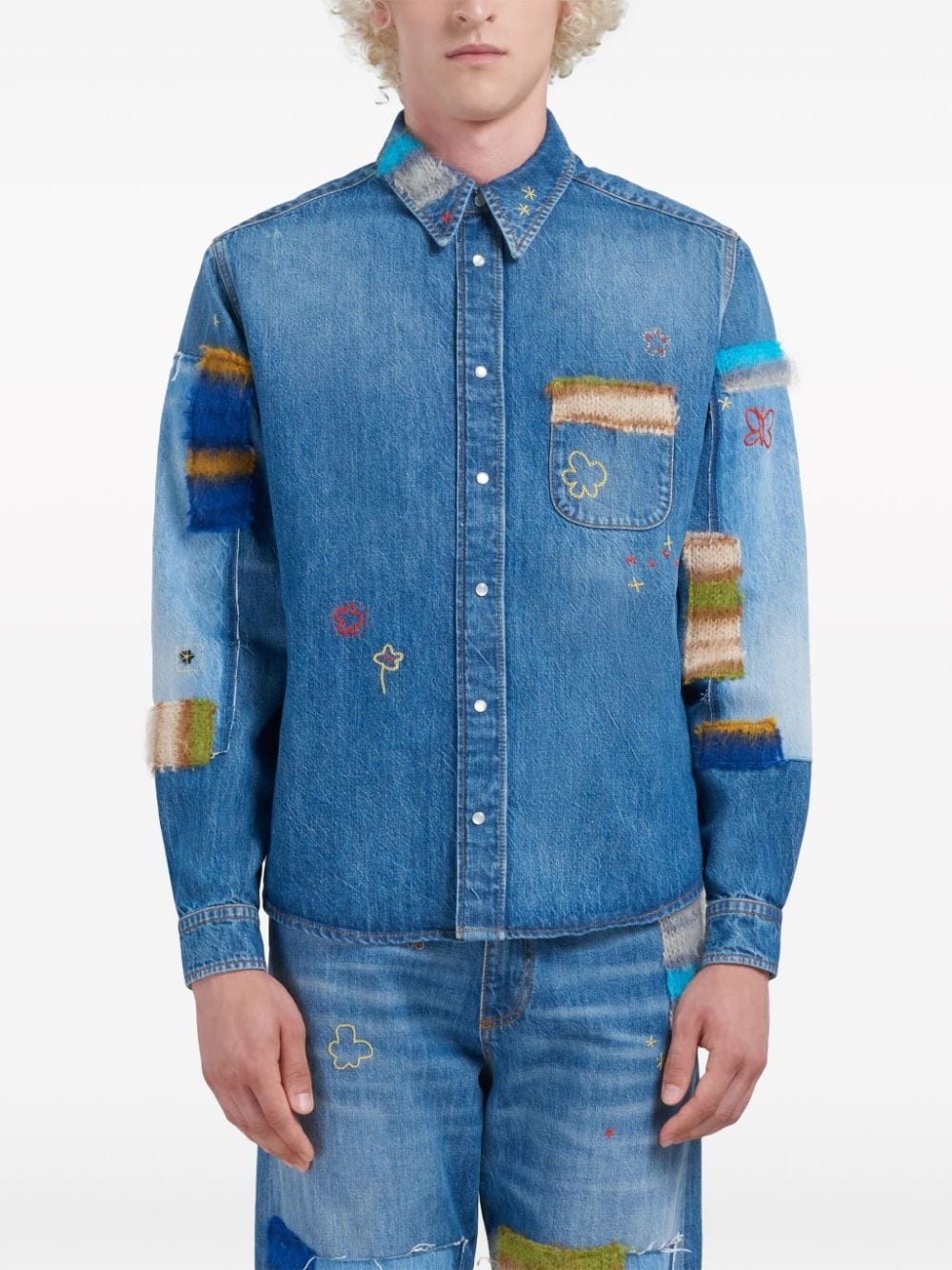 embroidered denim shirt - 3