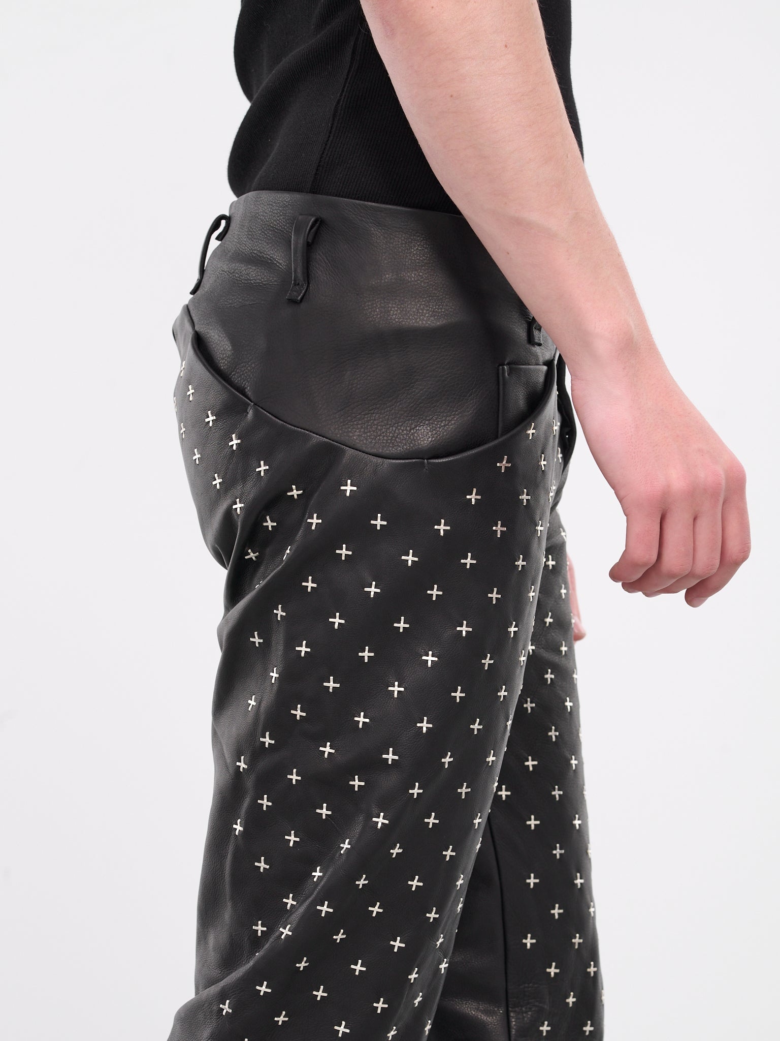 Silver Cross Leather Trousers - 5
