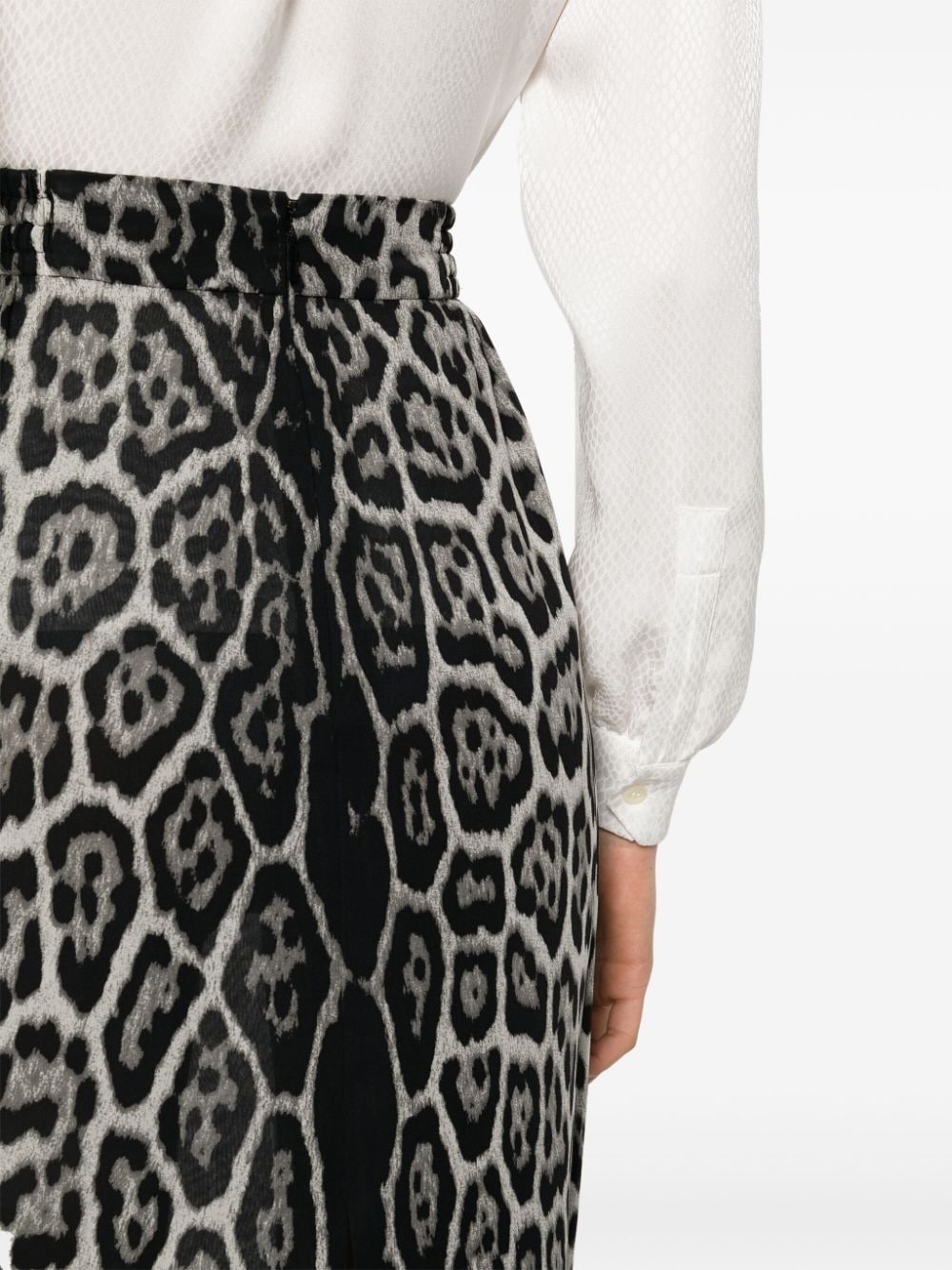 leopard-print silk skirt - 5