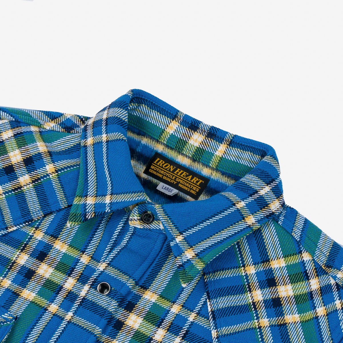 IHSH-370-BLU Ultra Heavy Flannel Tartan Check Western Shirt - Blue - 6