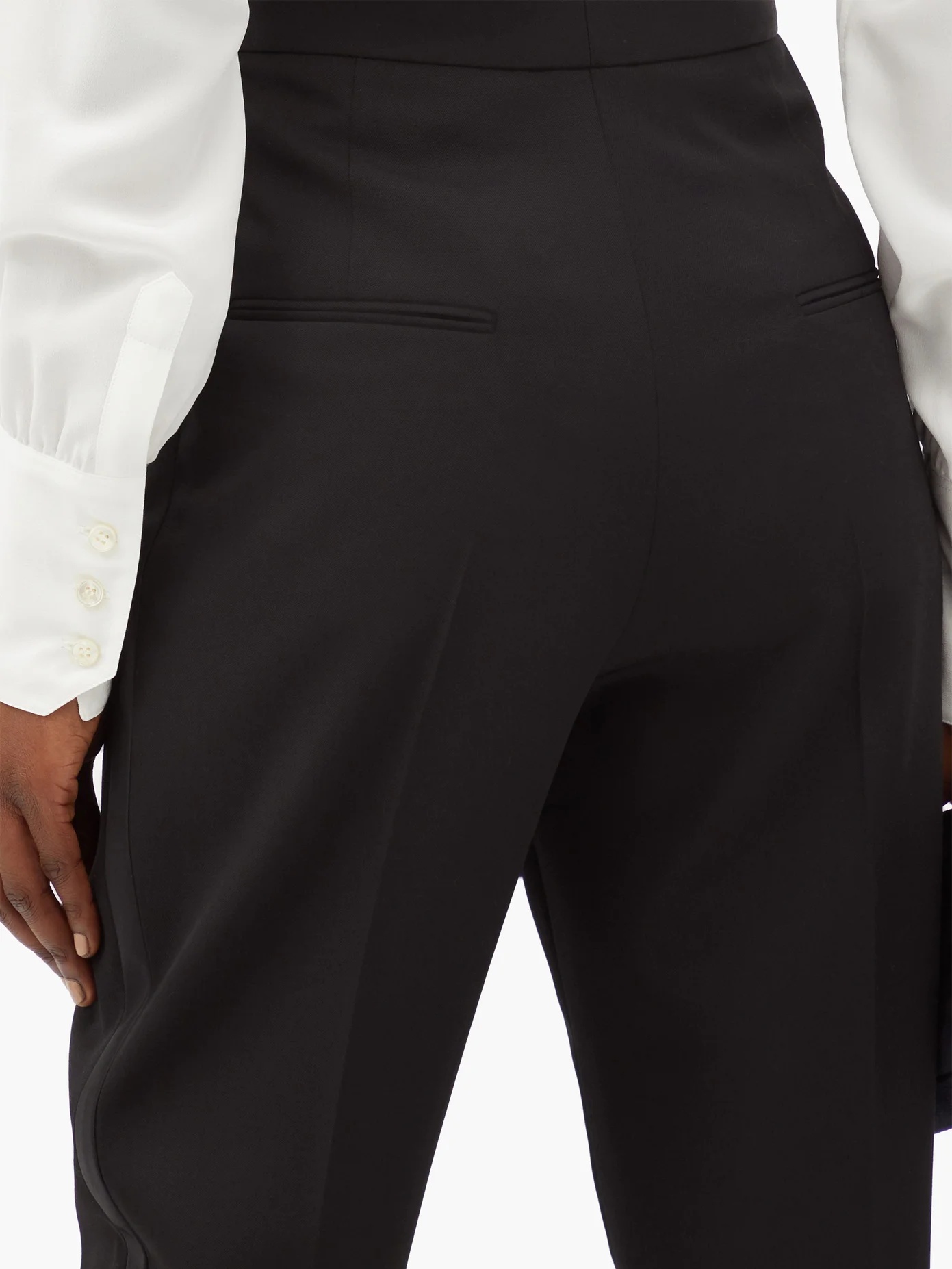 Pleated grain-de-poudre wool tuxedo trousers - 4