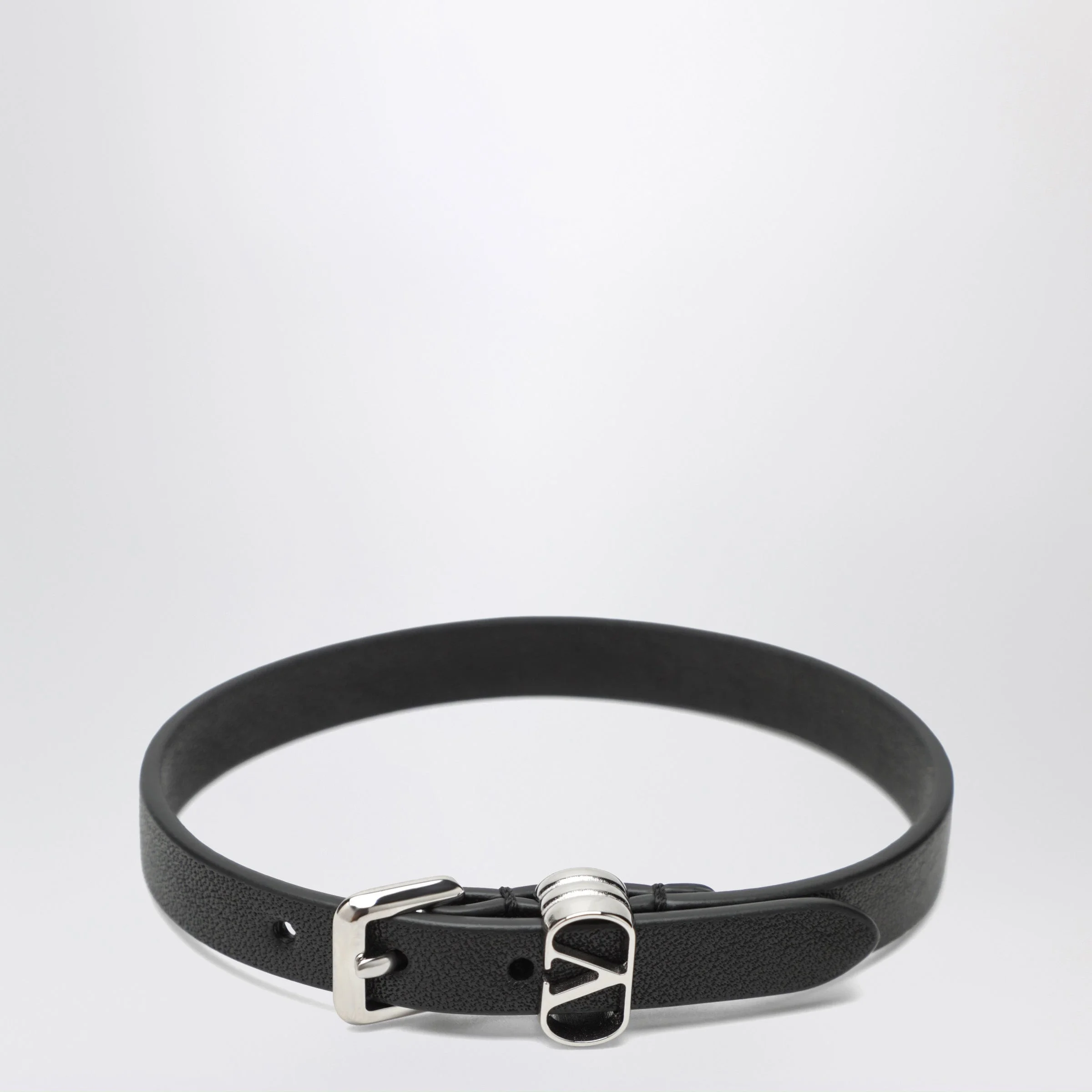 Black VLogo Signature bracelet in leather - 1