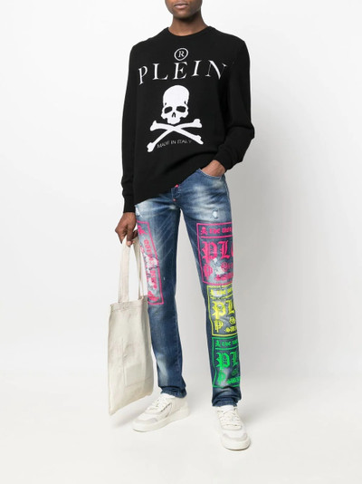 PHILIPP PLEIN logo-print distressed jeans outlook