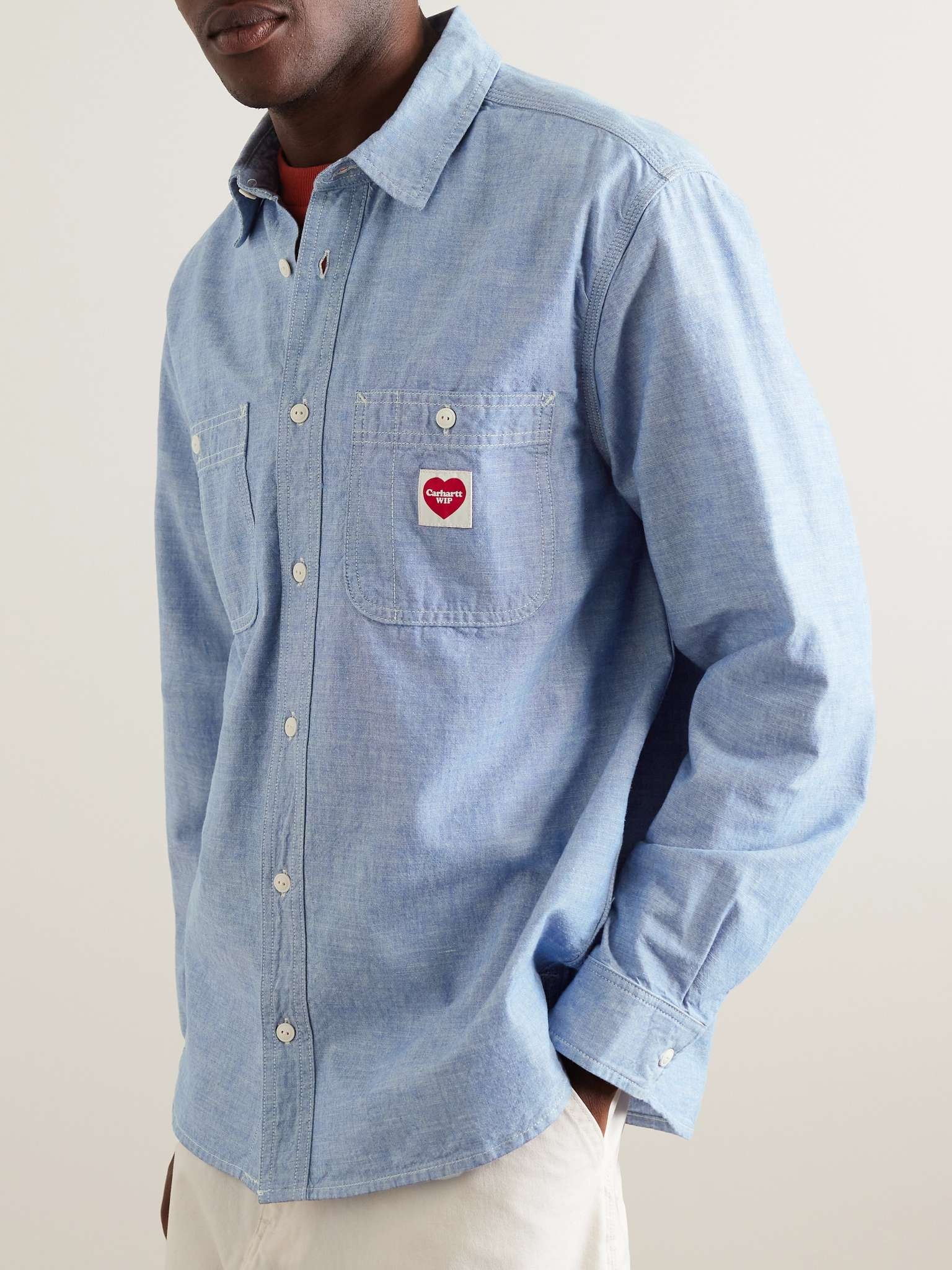 Clink Heart Logo-Appliquéd Cotton-Chambray Shirt - 3