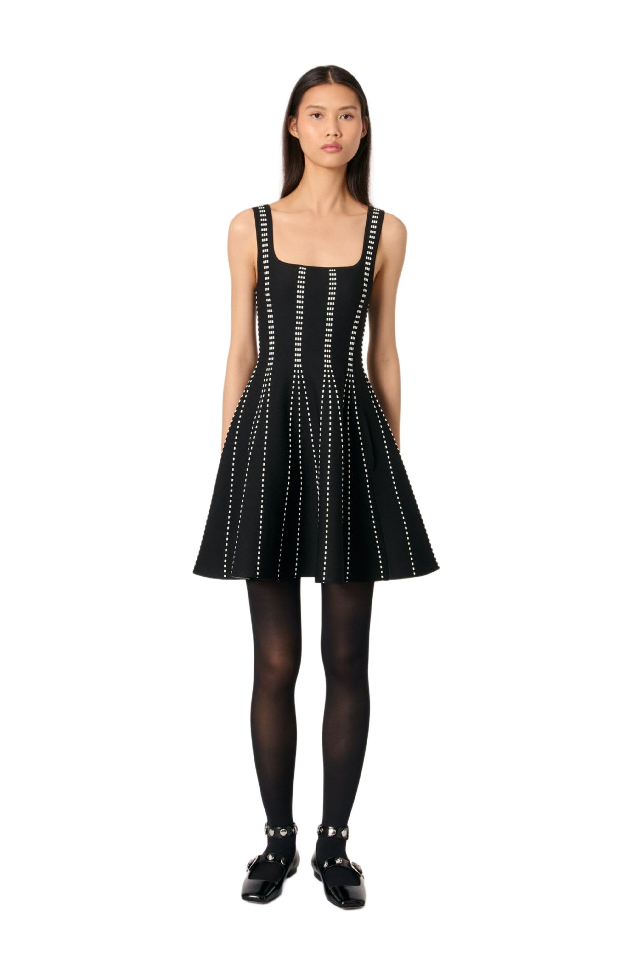 maje Mini jacquard knit dress in Black/ecru at Nordstrom - 1