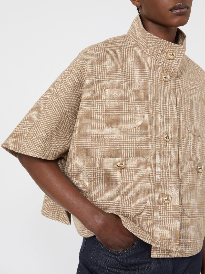 FARNETO Patterned cotton cloak - TOBACCO 5