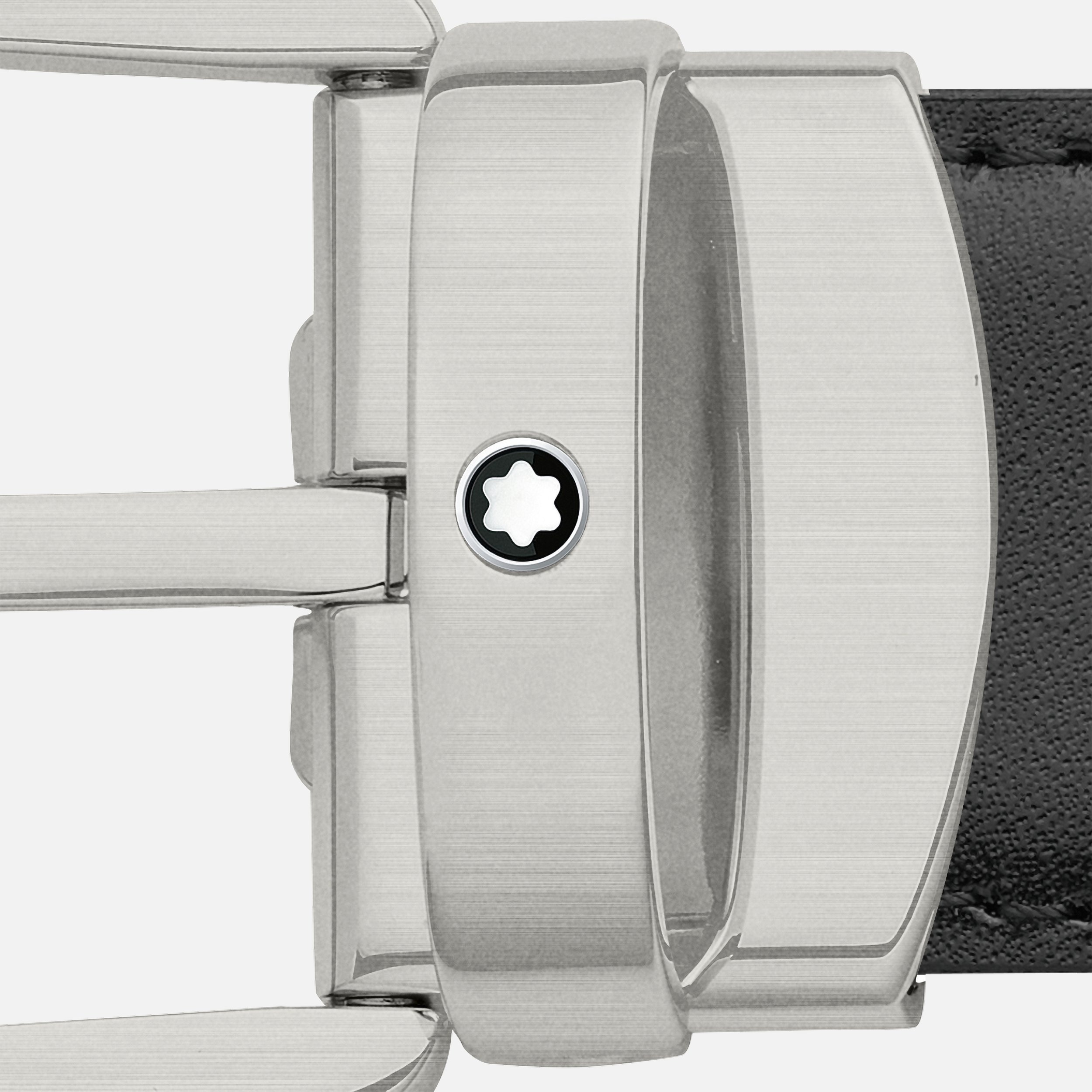 Horseshoe buckle black/blue 32 mm reversible leather belt - 4