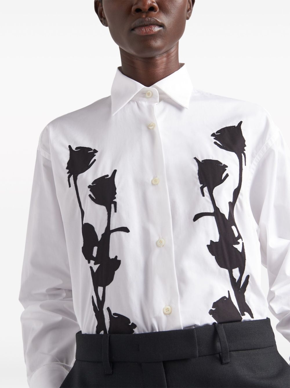 floral-appliquÃ© poplin shirt - 3