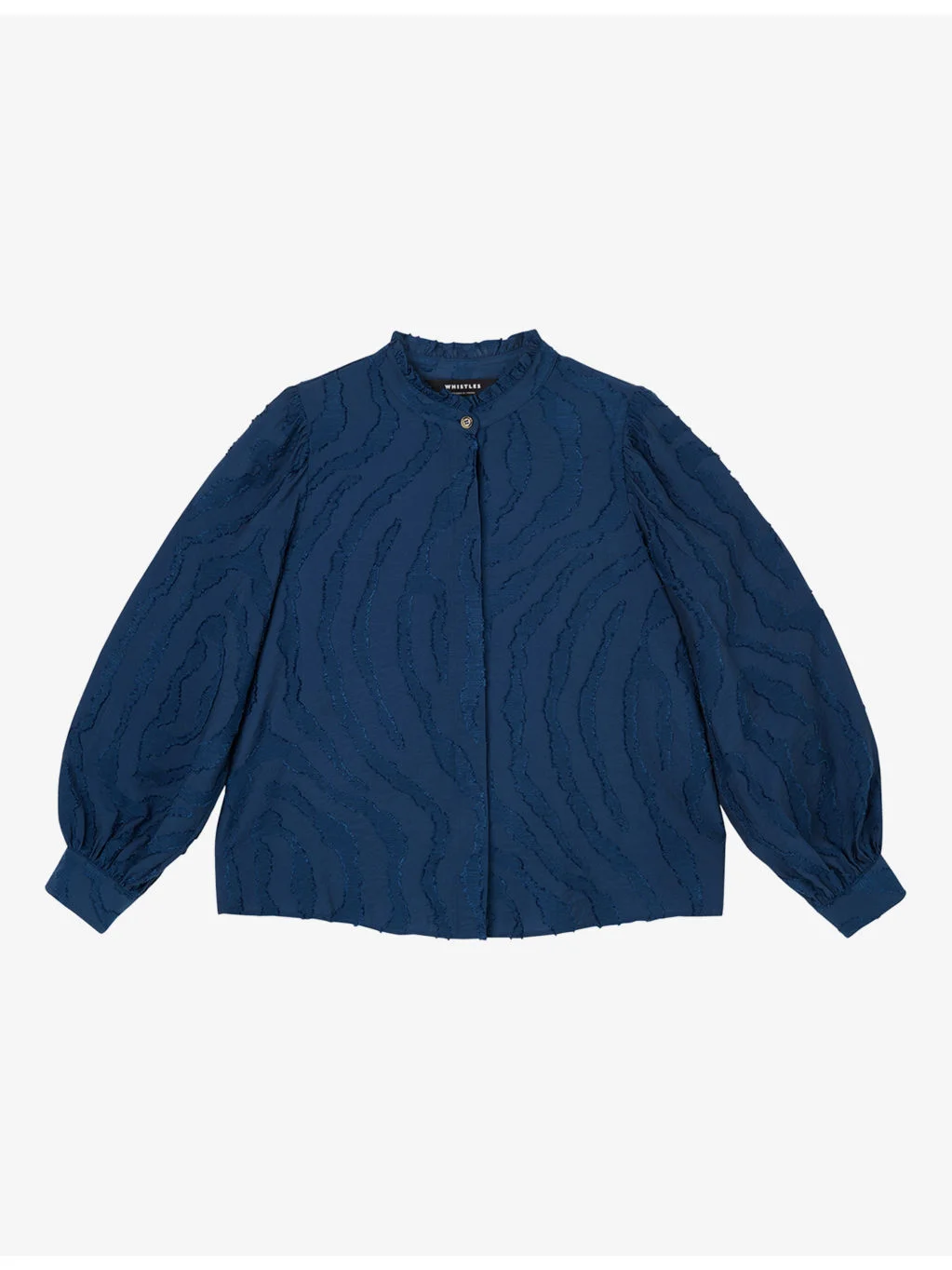 Animal-Textured Stand-Collar Woven Shirt - 1