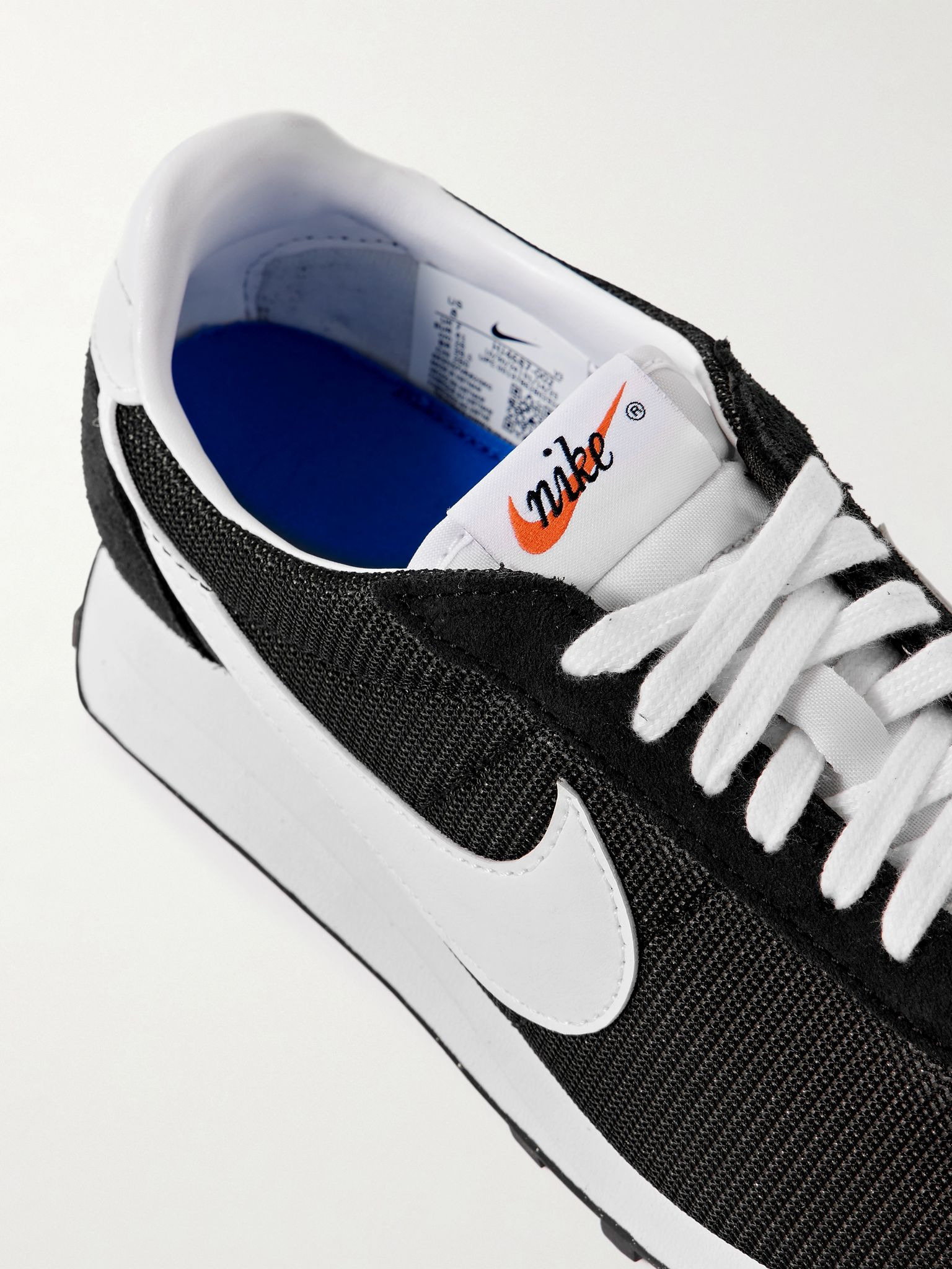 LD-1000 Leather and Suede-Trimmed Mesh Sneakers Black - 5