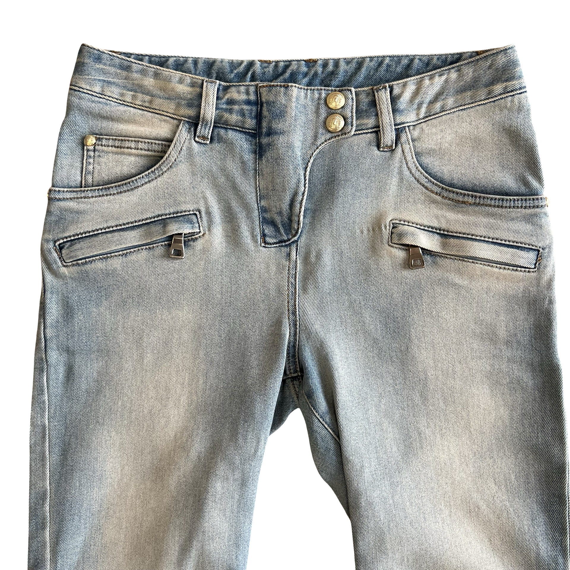 Balmain Light Wash Biker Denim SZ 34 - 2