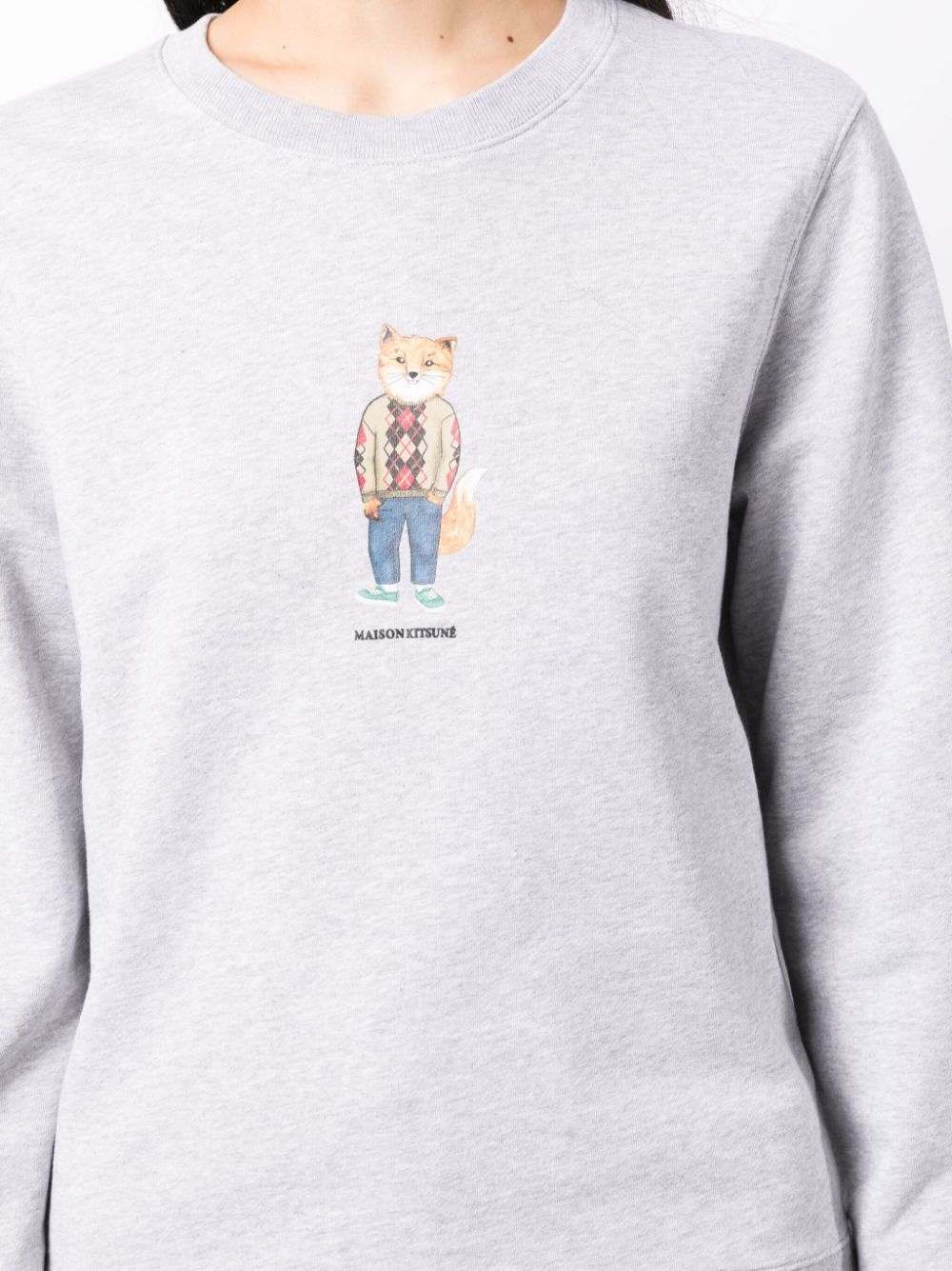 fox-print cotton sweatshirt - 5