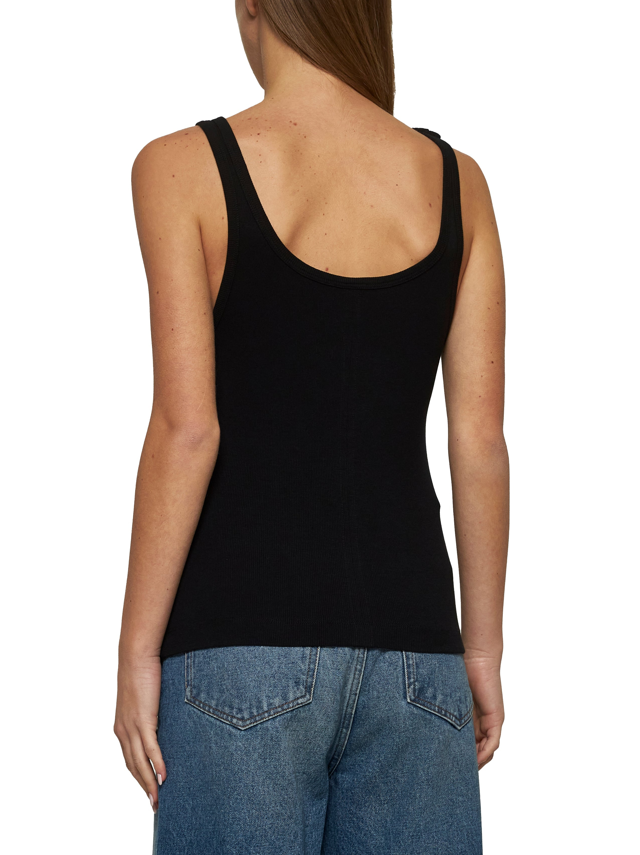 Black ribbed cotton tank top - 4