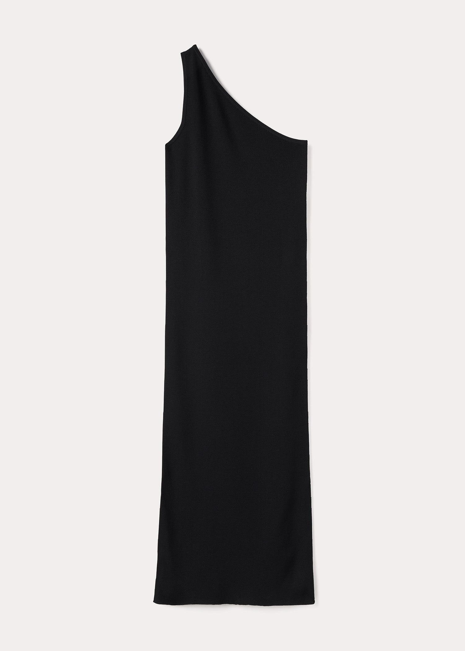 One-shoulder ribbed dress black - 1