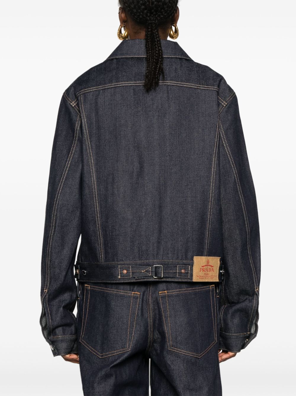 triangle logo denim jacket - 4