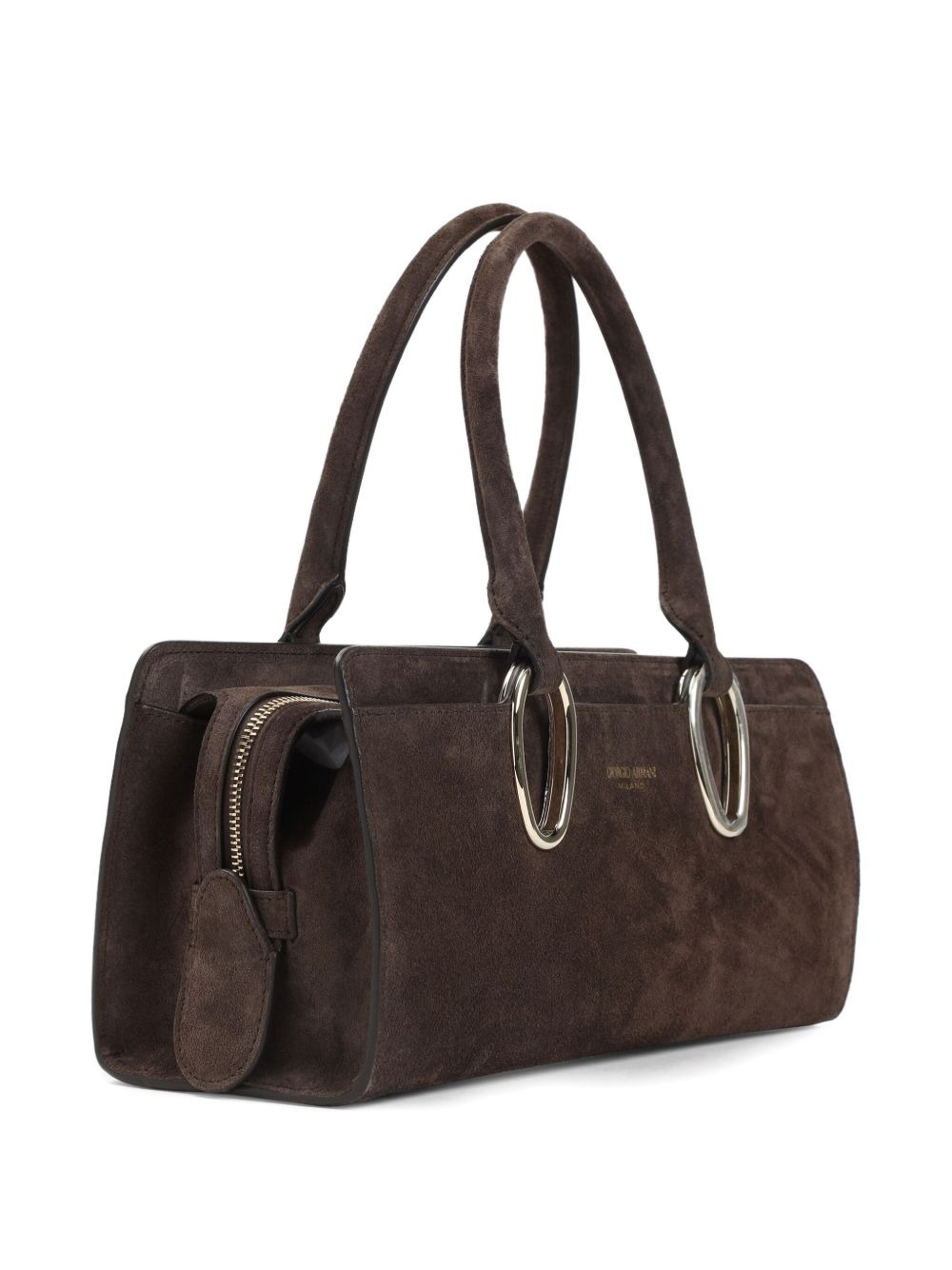 suede ring-detail shoulder bag - 3
