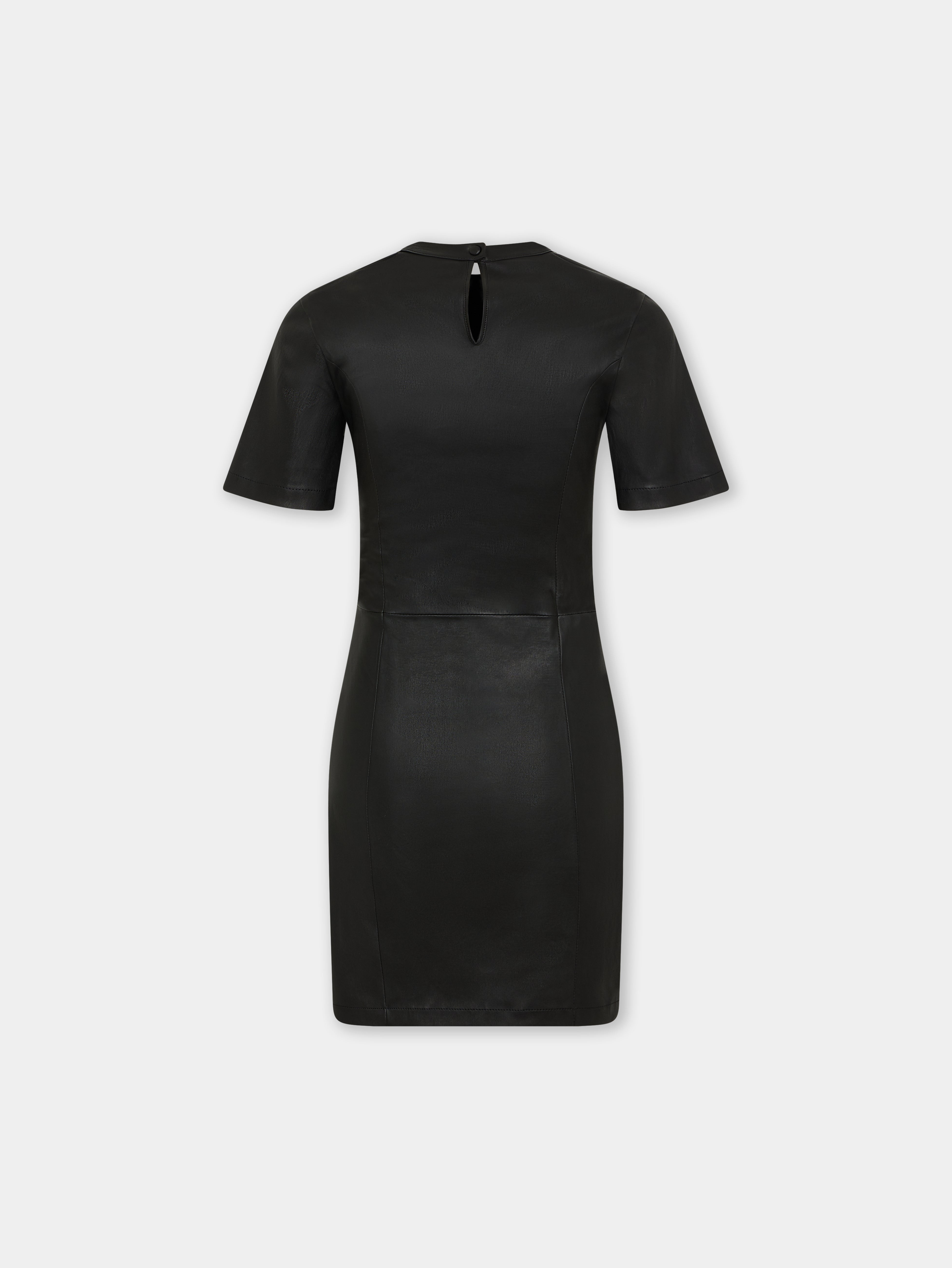 SHORT GATHERED DRESS IN LAMBSKIN - 6