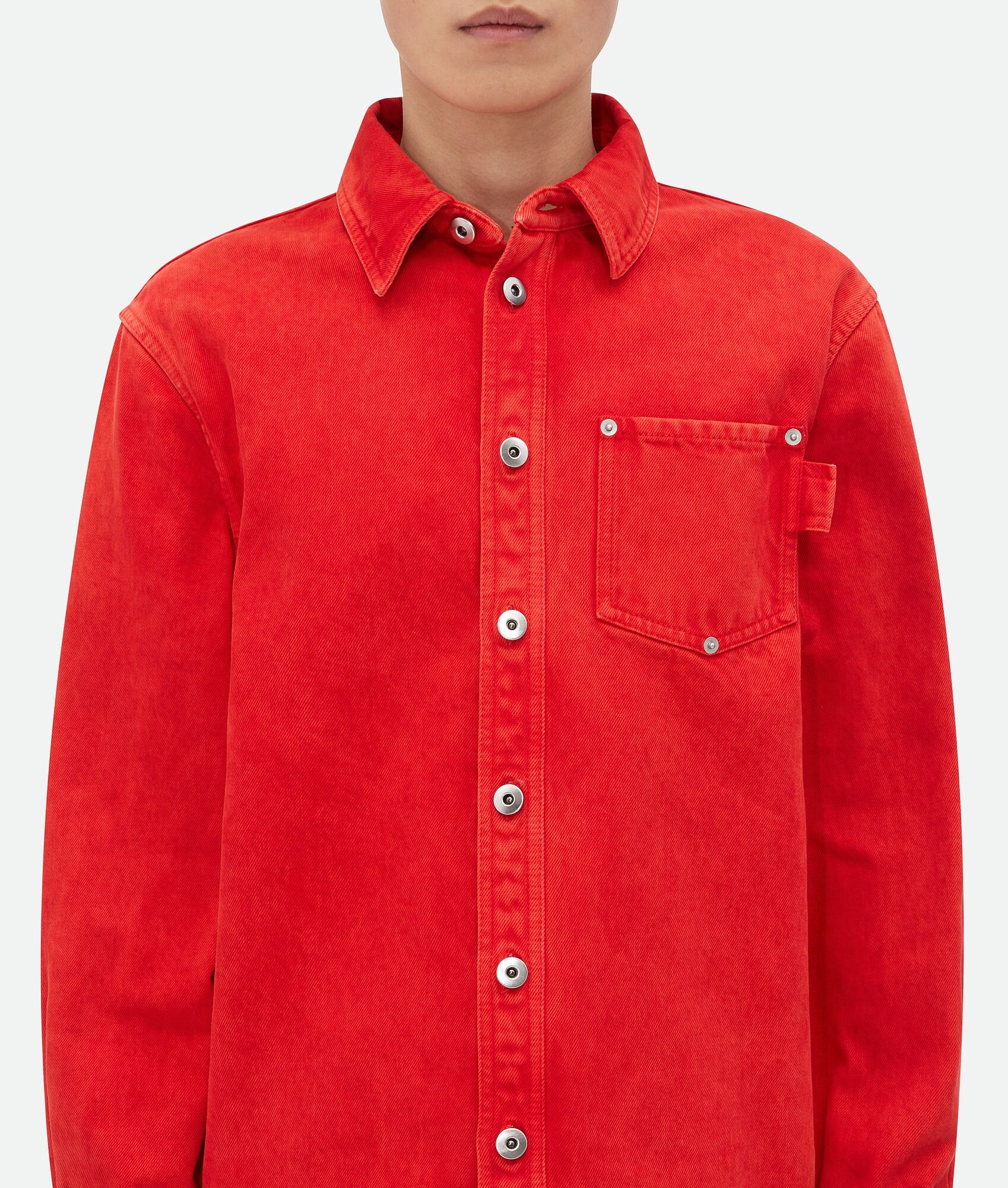 Faded Color Washed Denim Shirt - 4