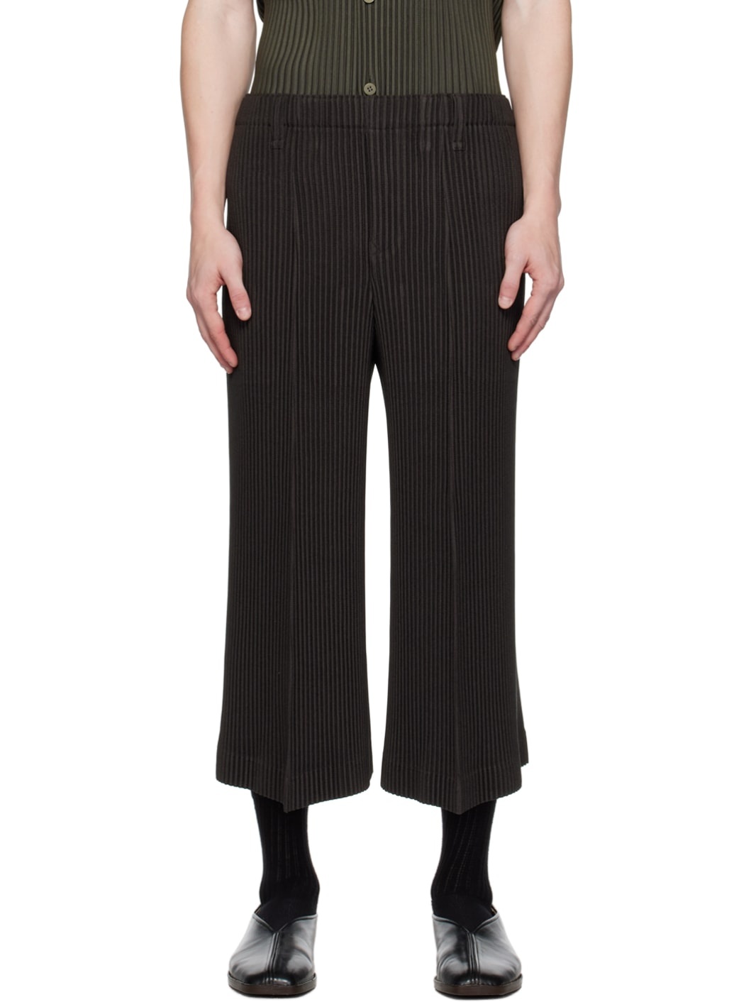 Brown Kersey Pleats Trousers - 1