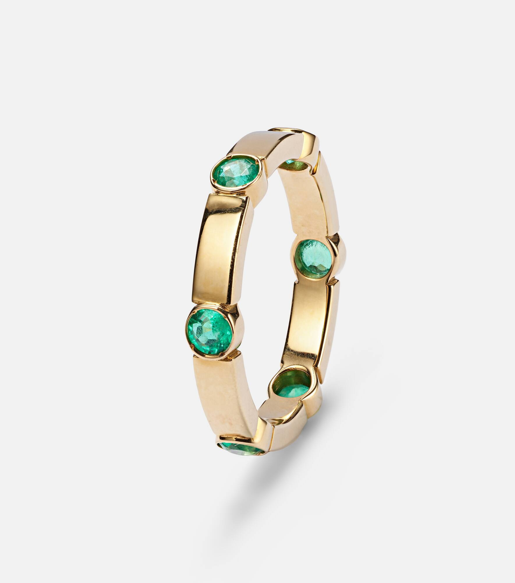 Stepping Stone 18kt yellow gold ring with emeralds - 4