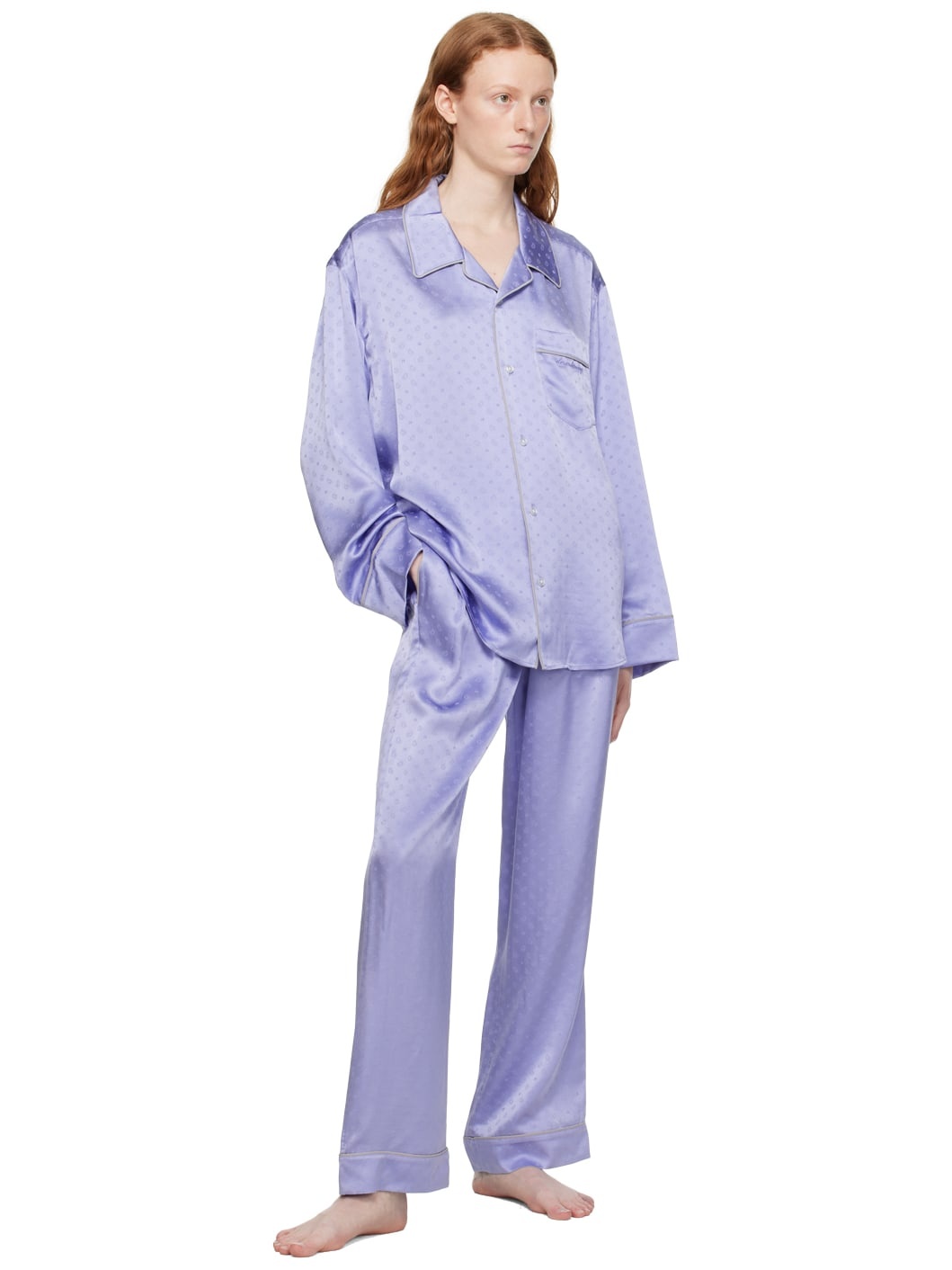 Blue Pleated Pyjama Pants - 4