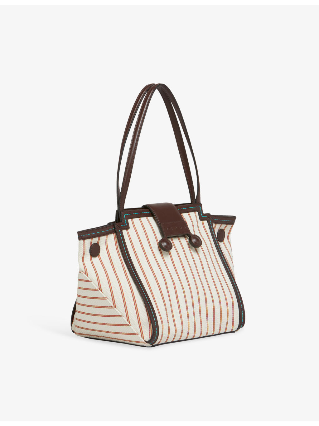 Mini Riviera Striped Canvas And Leather Tote Bag - 2