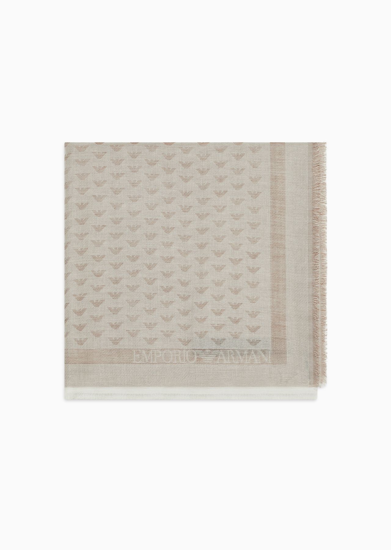 Virgin wool-blend foulard with all-over micro eagles 1