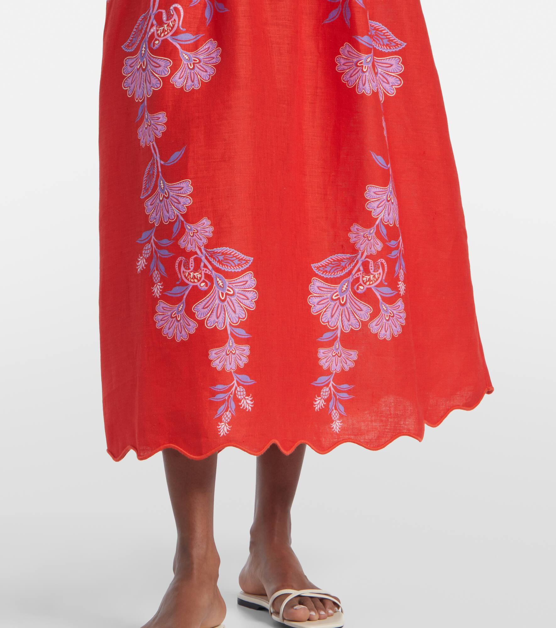 Porcelain Garden floral linen midi dress - 5