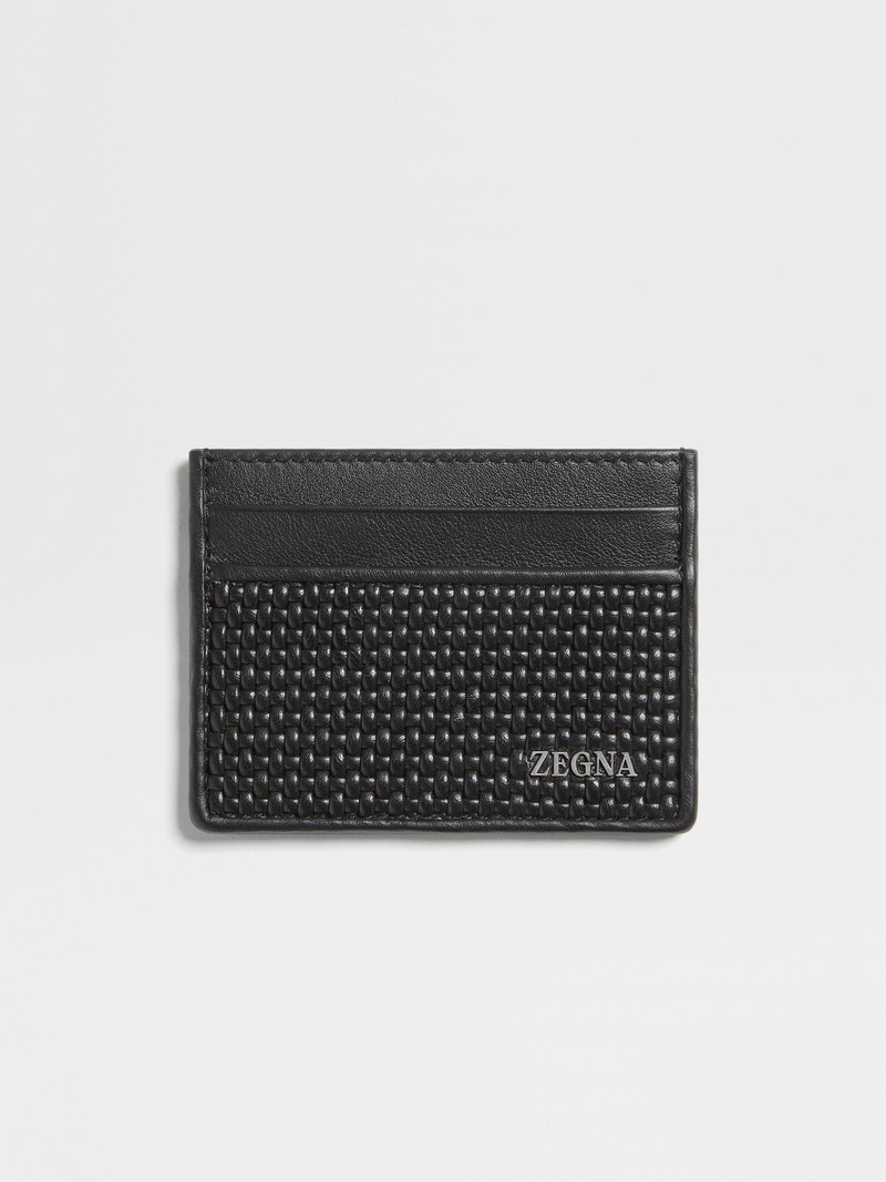 BLACK PELLETESSUTA™ LEATHER CARD CASE 1