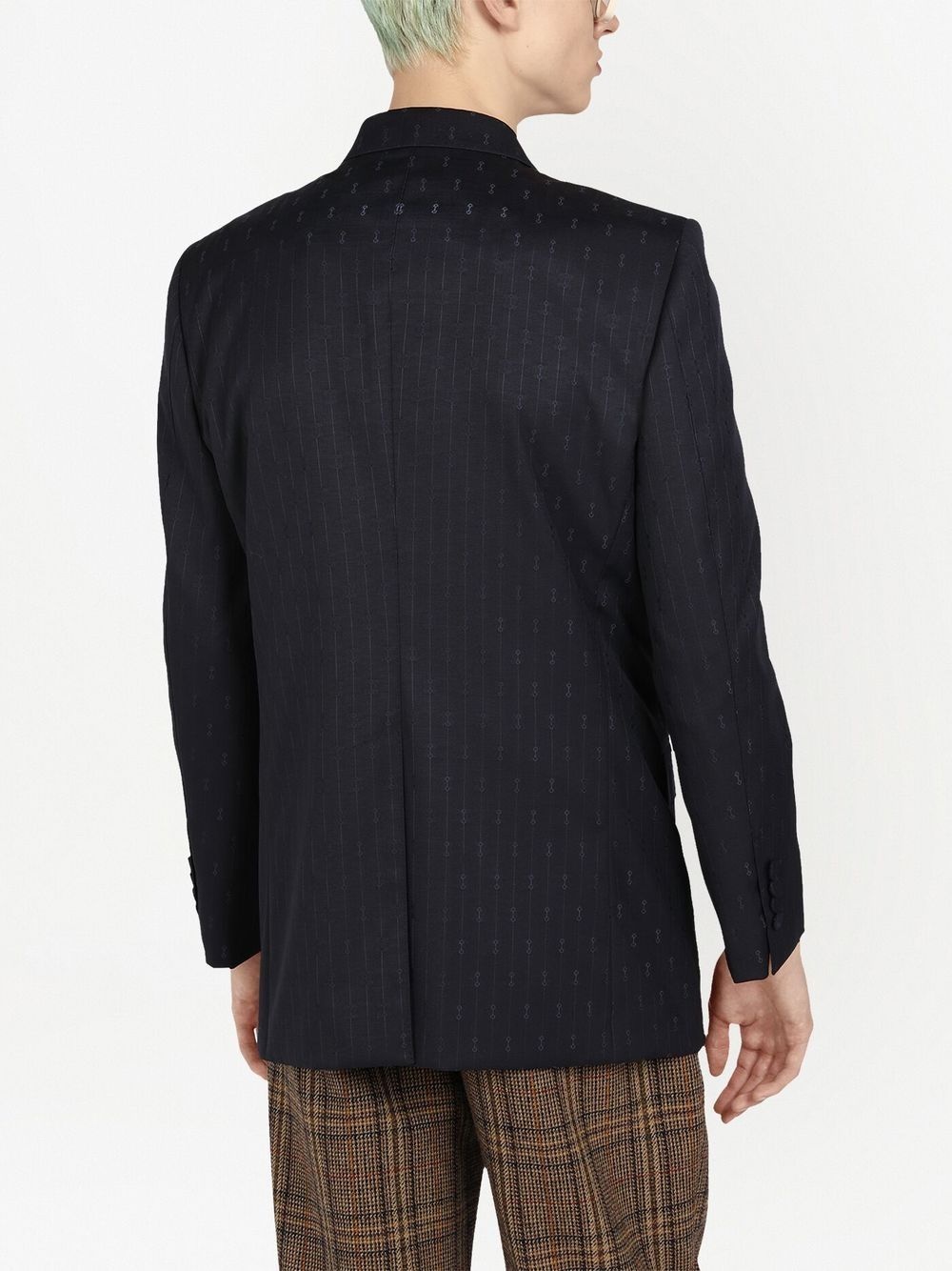 Horsebit striped wool jacket - 4