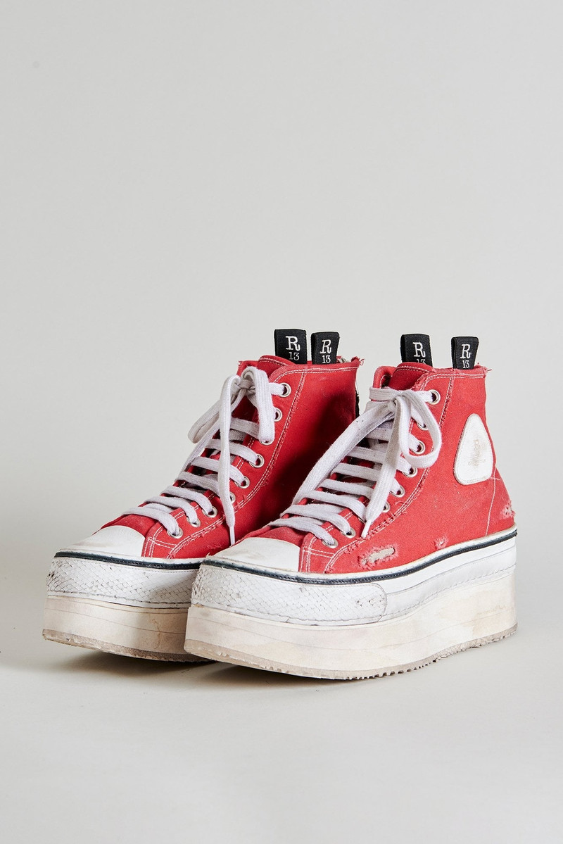 Platform High Top Sneakers - Red | R13 Denim 1