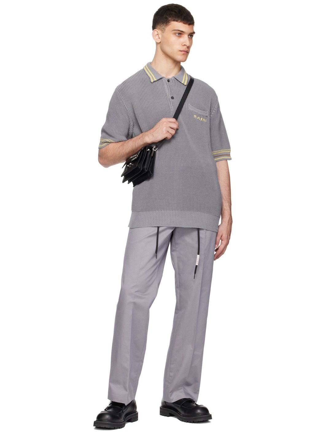 Gray Straight-Leg Trousers - 4