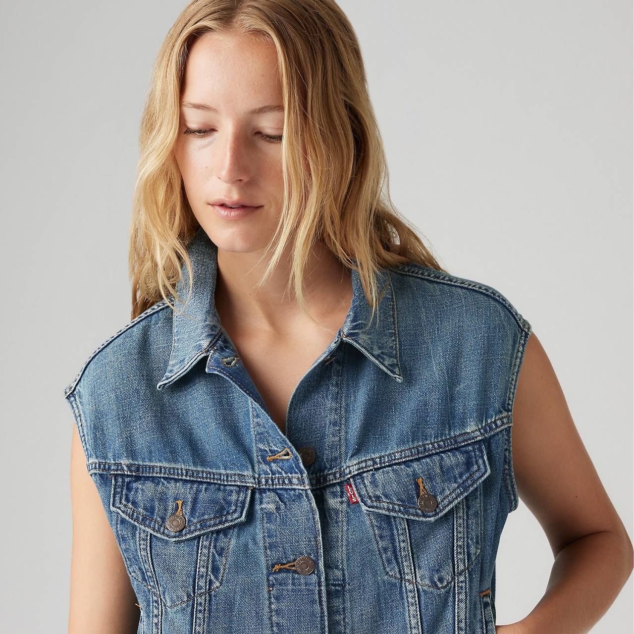 SHRUNKEN '90S LINEN+ DENIM LIGHTWEIGHT VEST - 5