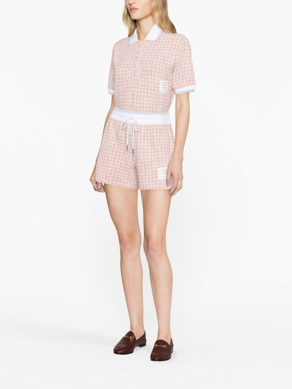 checked tweed track shorts - 2
