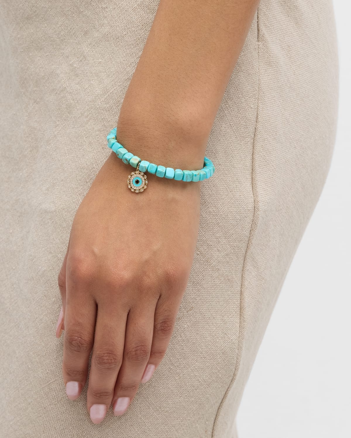 14K Gold and Diamond Marquise Eye Turquoise Bracelet - 3