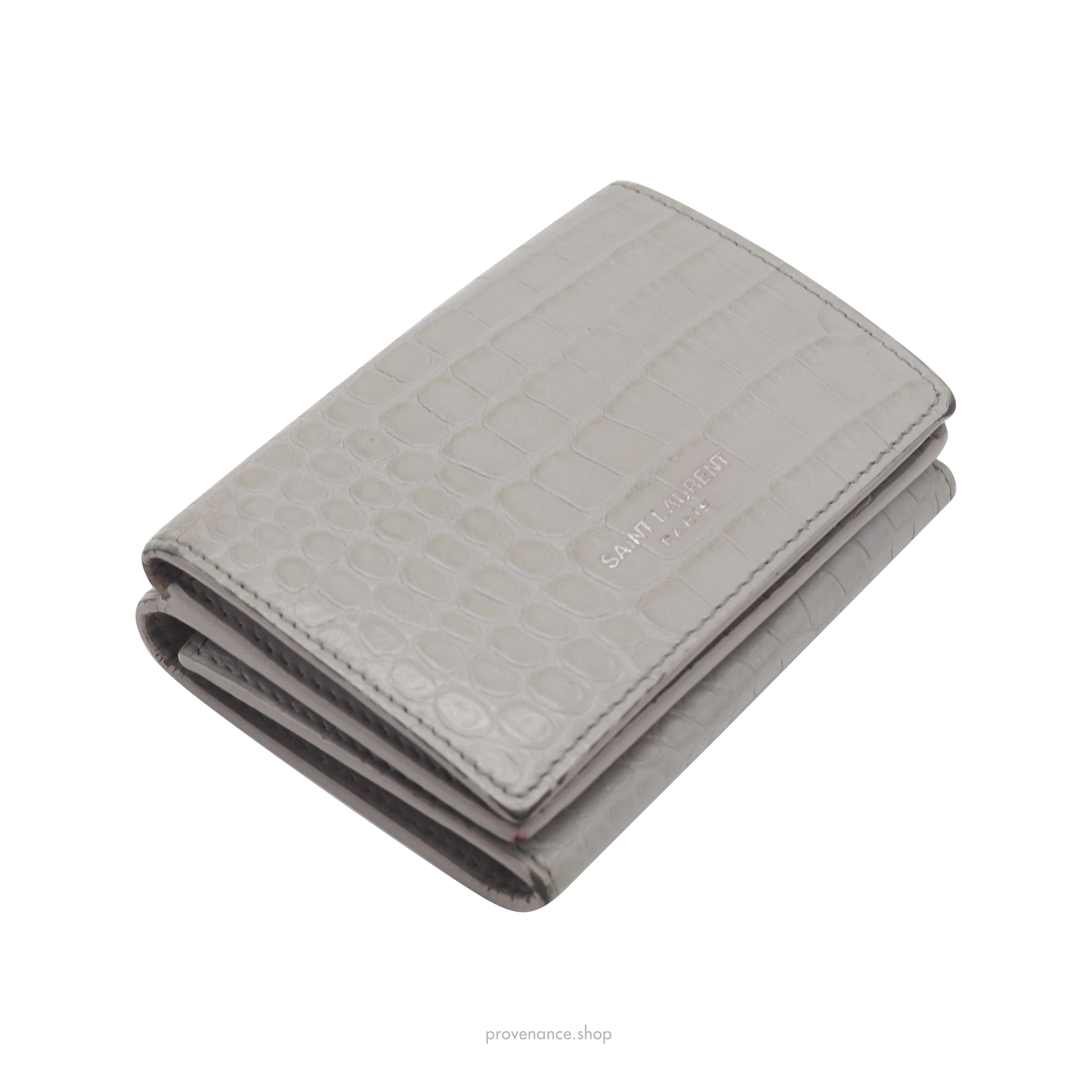 SLP Compact Snap Card Wallet - Gray Croc Leather - 4