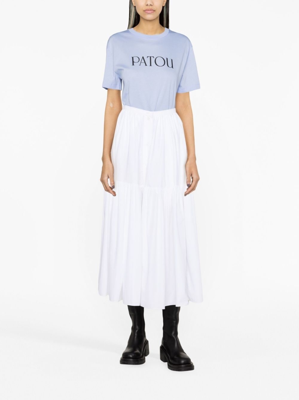 button-up tiered midi skirt - 2