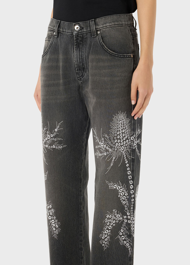 JEANS WITH EYELETS AND STUD EMBROIDERY 4