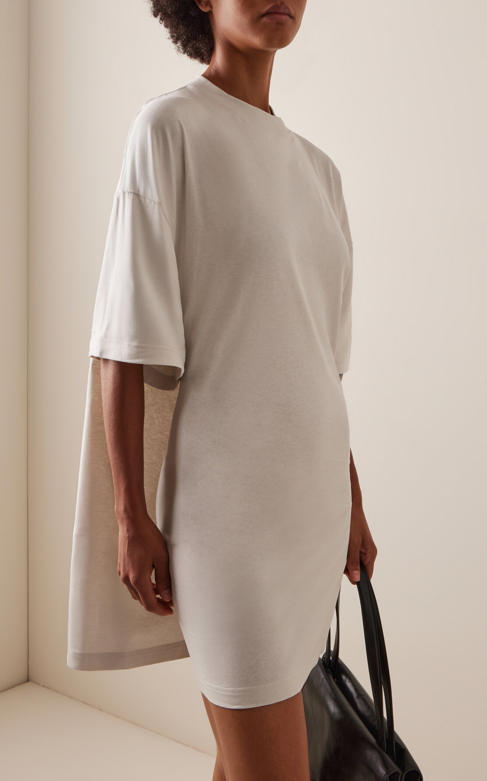 Cotton Mini T-Shirt Dress white - 3