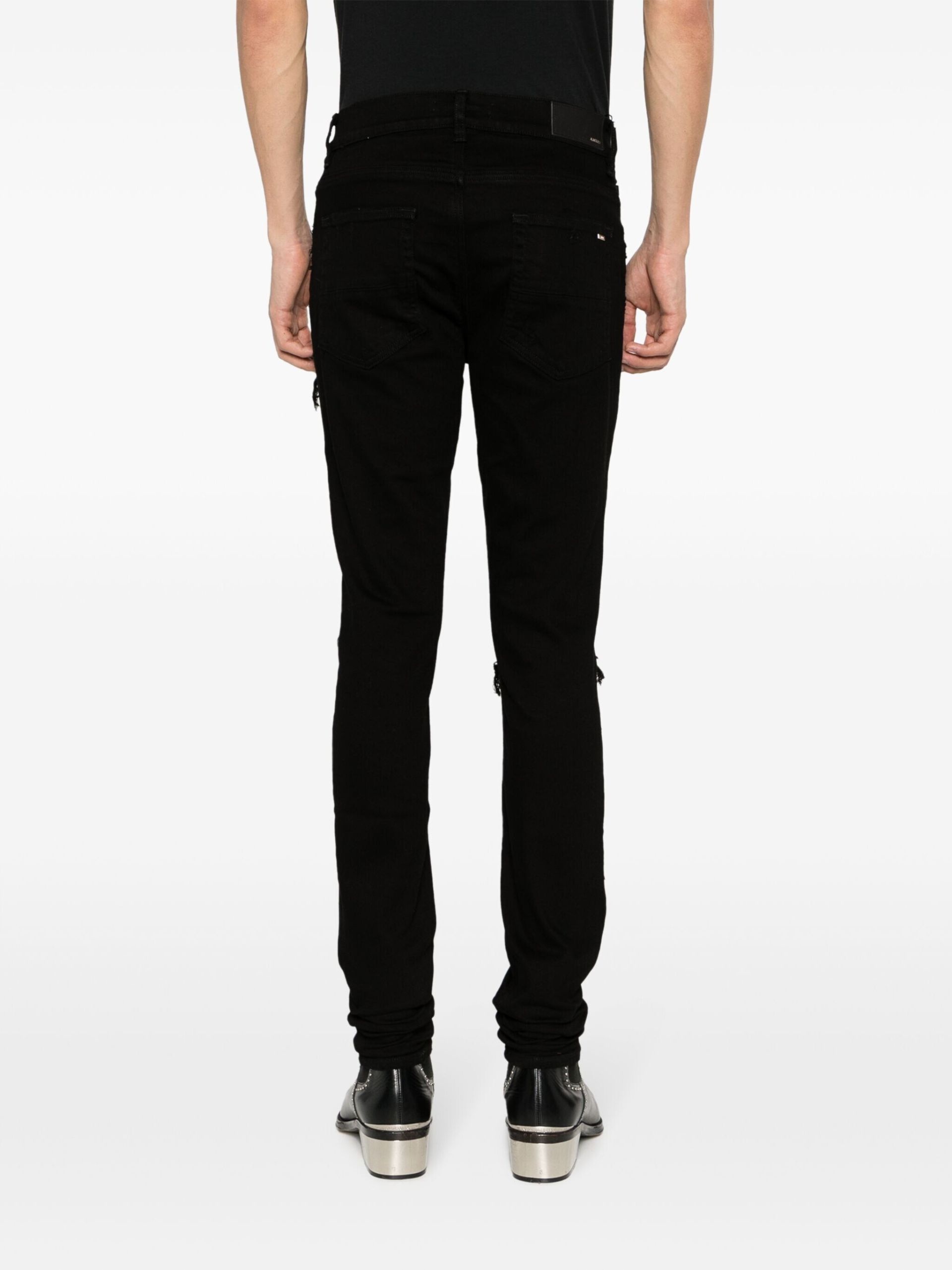 Black Distressed Skinny Cut Jeans - 4