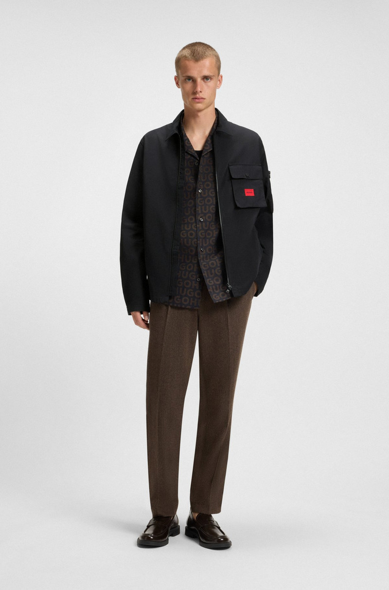 HUGO ZIP-UP CANVAS OVERSHIRT WITH LOGO LABEL outlook