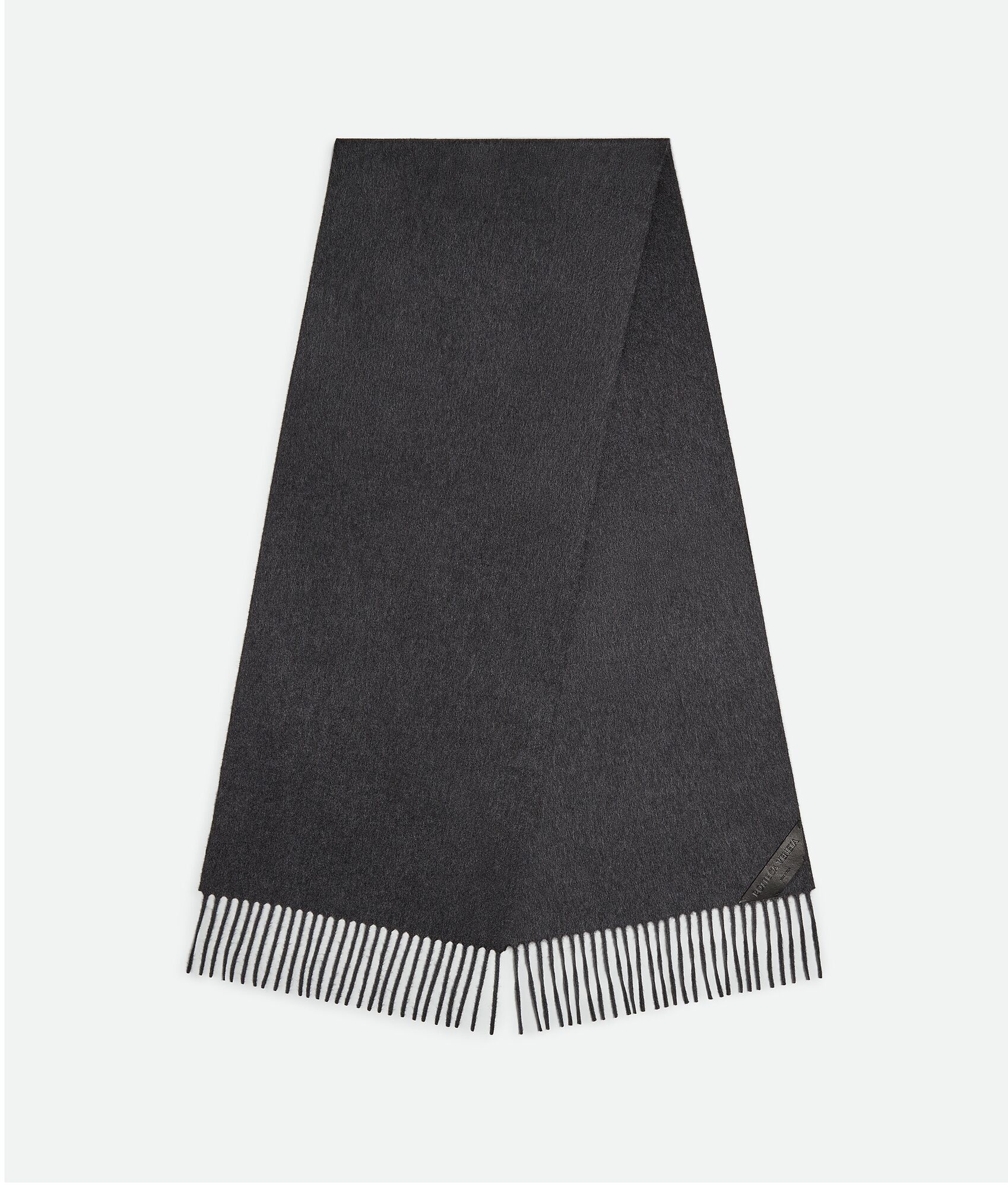Cashmere Scarf With Leather Patch - 1