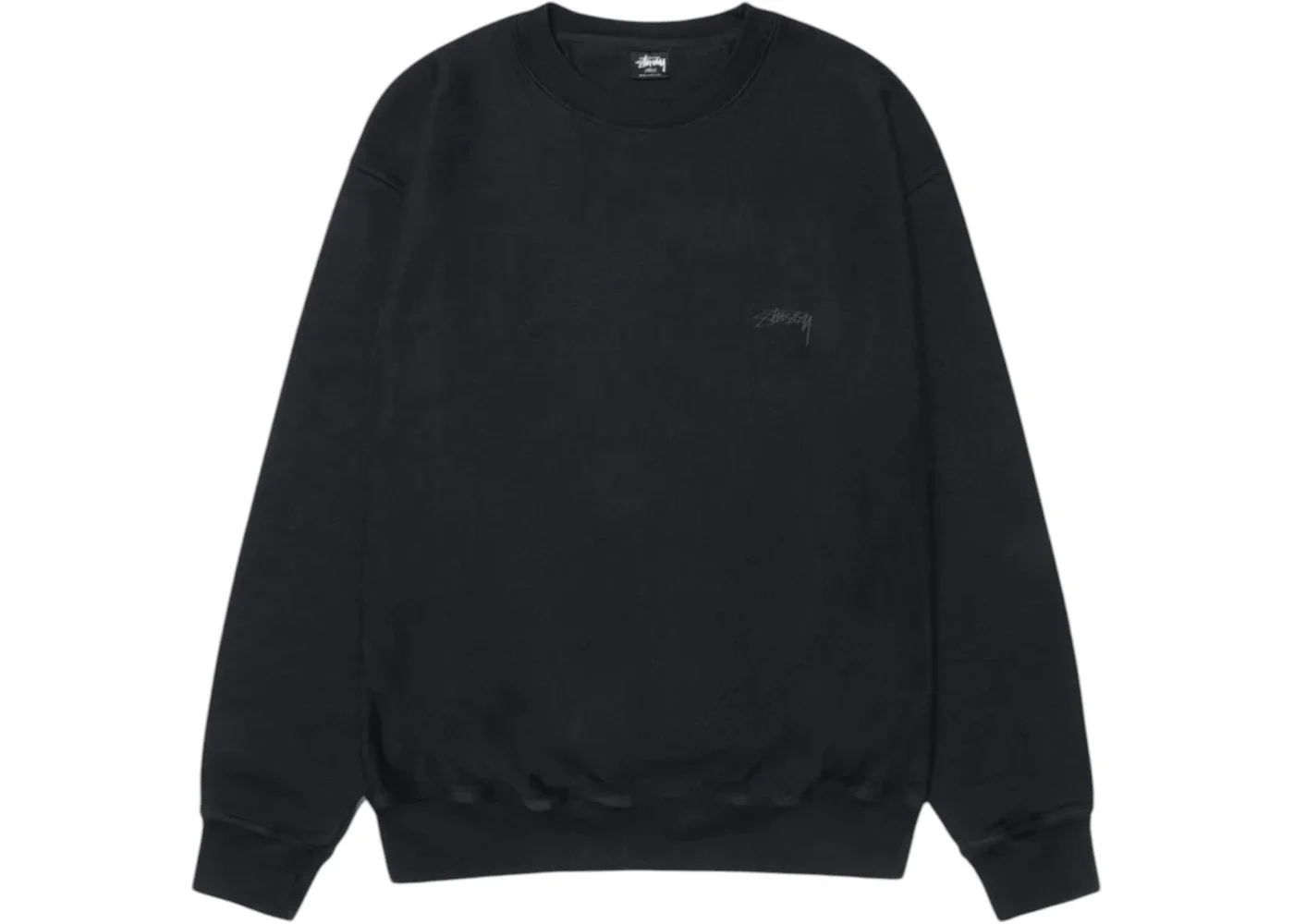 Stussy Smooth Stock Pigment Dyed Crew Black - 1