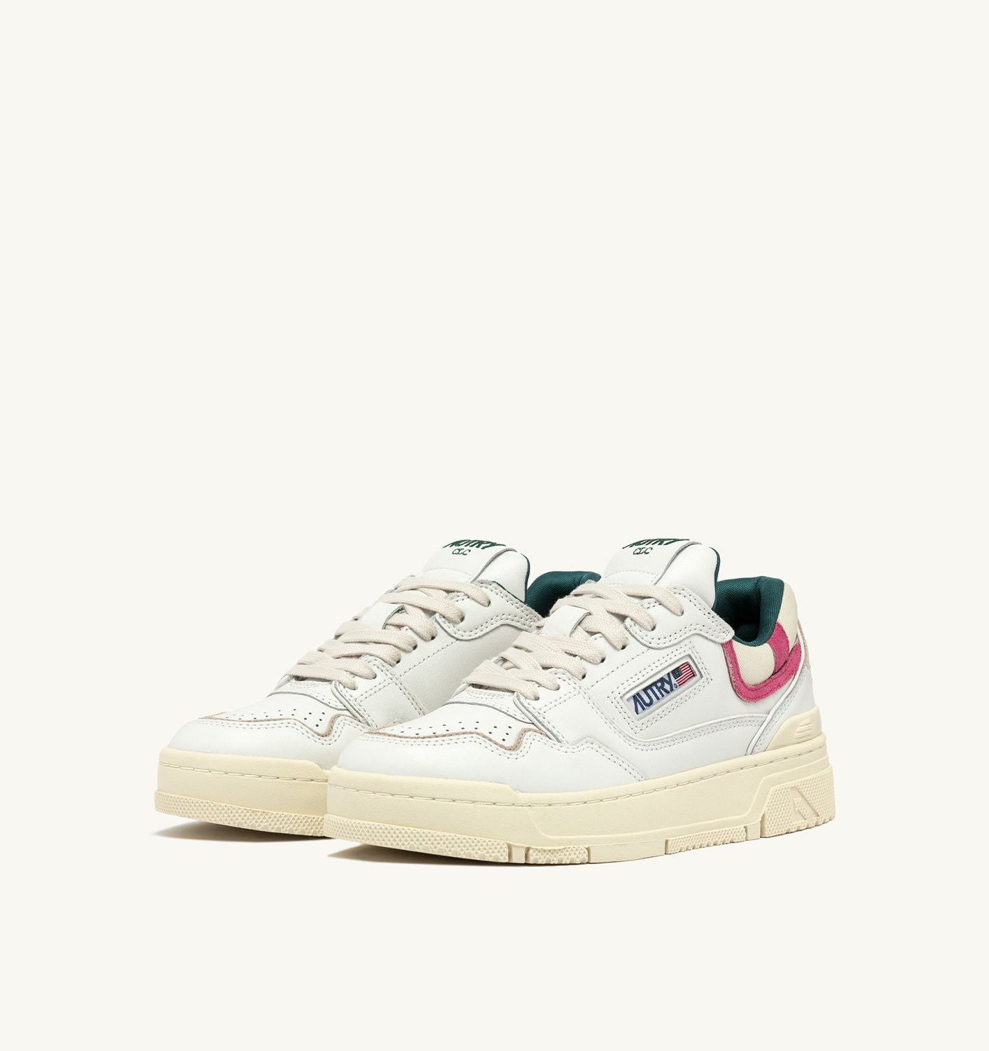 CLC LOW SNEAKERS IN WHITE LEATHER AND CARMINE ROSE SUEDE - 2