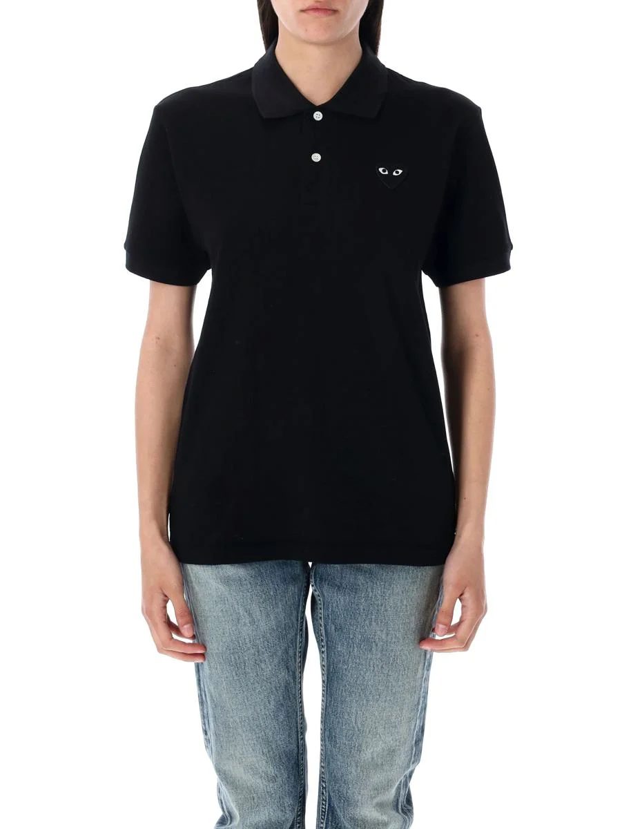 Comme Des Garçons Play Black Heart Patch Polo Shirt - 1