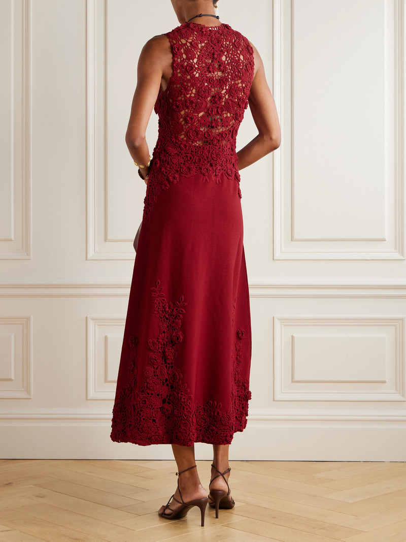 Genoveva Crocheted Lace-trimmed Cotton-blend Midi Dress 3