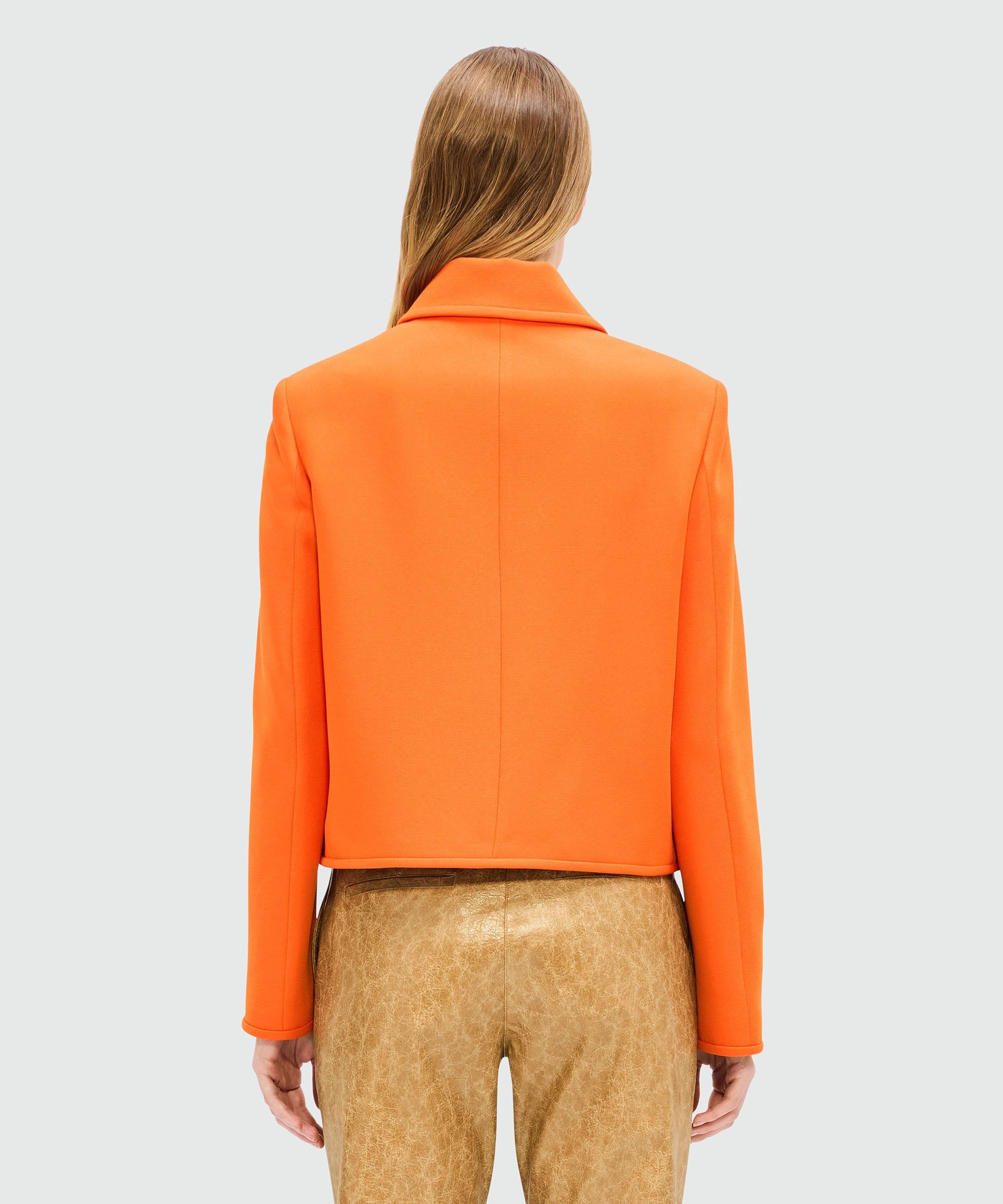 Orange single-breasted cady jacket with "TheMwave" detail - 3