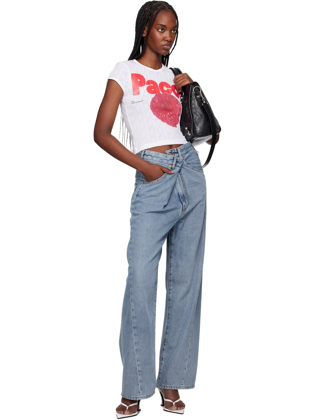 Blue Ines Fold Over Jeans - 4