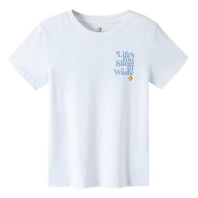 Converse Renew Life's Too Short To Waste Wake-Up Call Graphic Tee 'White' 10022210-A01 - 1